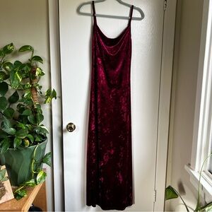 Free People burgundy crushed velvet slipdress